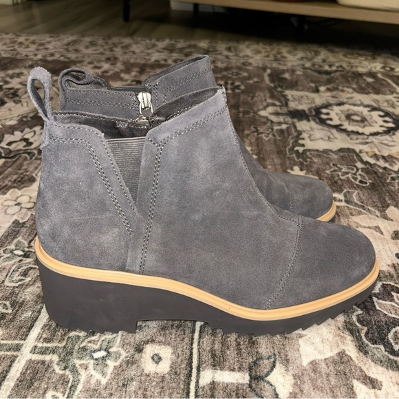TOMS Maude Zippered Wedge Booties Womens Grey/blue Casual Boots NWOB 10 - Picture 1 of 7